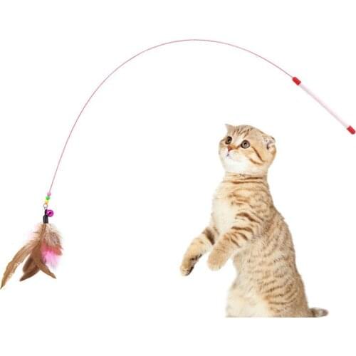 Cat stick pet supplies wire feather bell cat supplies wire fish cat stick interactive fishing cat stick cat toys pet toys