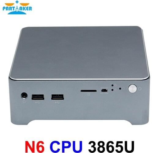 Partaker N6 Intel Celeron 3865U Processor Fanless Mini PC Desktop Industrial Computer Dual Lan 2 COM VGA HD-MI 2.0