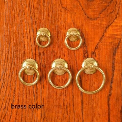 Retro Brass Jewelry Wooden Box Ring Handles Furniture Hardware Vintage Drawer Cabinet Kitchen Door Pull Handles 25 30 40 50MM