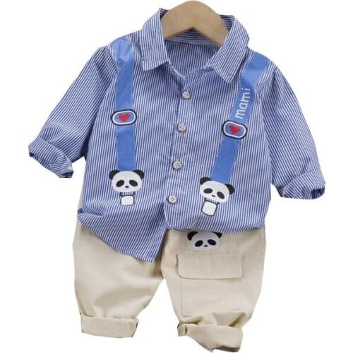 Summer Autumn Baby Boys Girls Shirt Pants New Infants Striped Clothing Children Cartoon Clothes Fashion Kids Casual Tracksuits