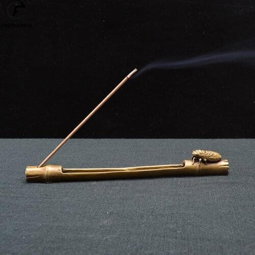 Happiness lies in contentment Incense Stick Holder Burner copper Censer Ornaments Retro Incense Burners Traditional style