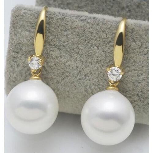 AAA Nanyang gold them mother oysters SOUTH SEA SHELL earring pendientes earrings for women sterling--jewelry