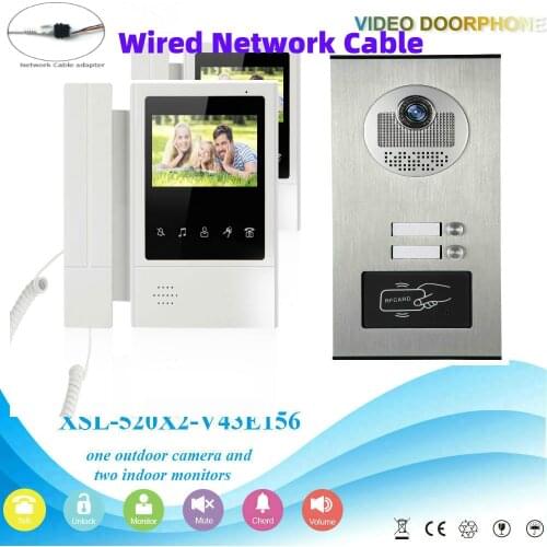 SmartYIBA 2 Units Apartment Doorbell Intercom System Network Cable Connect Private House Access Control Video Door Phone Kit