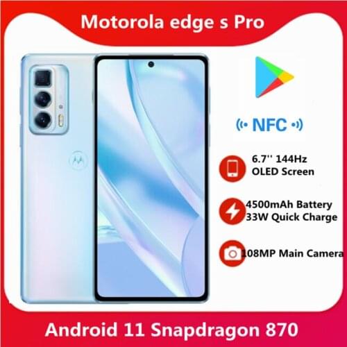 New Lenovo Motorola MOTO Edge S Pro 6.7 Inch 144Hz OLED Screen 108MP Main Camera 4500mAh 33W Charger Snapdragon 870 Phone