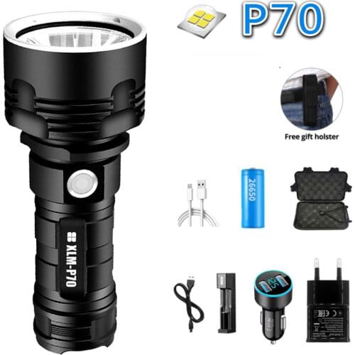 Super Powerful LED Flashlight L2 XHP70 Tactical Torch USB Rechargeable Linterna Waterproof Lamp Ultra Bright Lantern Camping