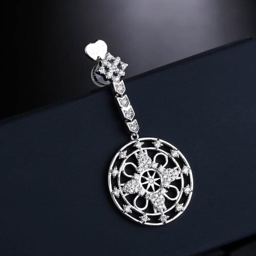 UMGODLY Luxury Brand 1PC Mandala Geometry Totem Earrings Copper Full Cubic Zirconia Stones Women Party Jewelry Gift