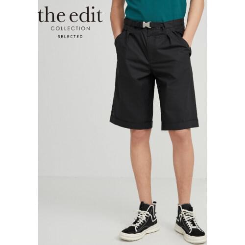 SELECTED Mens Summer Black Loose Business Casual Shorts T|4202SH502