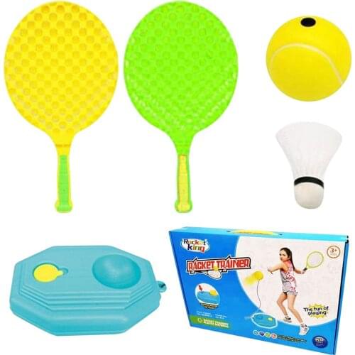 1 Pair Tennis Rackets Portable Tennis Trainer Children Adults Hitting Individua Practise Training Tool Set Family Sports