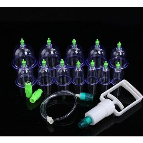 12pcs Vacuum Cupping Cups With Suction Pump Chinese Therapy Suction Device Body Relaxation Healthy Massage Set