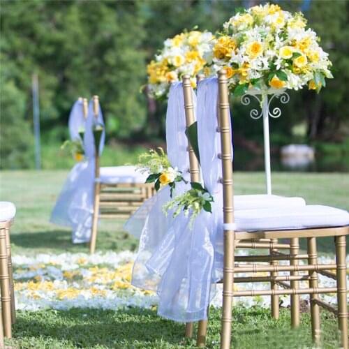 18cm x 275cm Organza Wedding Chair Sashes Decoration Tulle Roll Chair Knot Bow For Wedding Party Event Banquet Chair Cover Decor