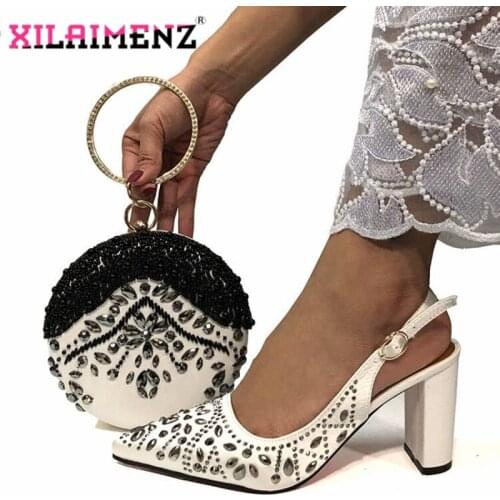2020 INS Crazy Design Italian Women Shoes and Bag Set African Designer Best Match Lady Shoes and Bag in White Color