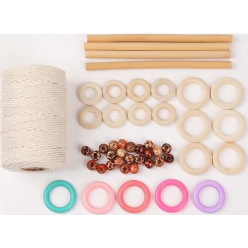 3mm 100M Macrame Rope Twisted String Cotton Cords For Handmade Natural Beige Rope DIY Home Wedding Accessoriesdiy Wooden Set