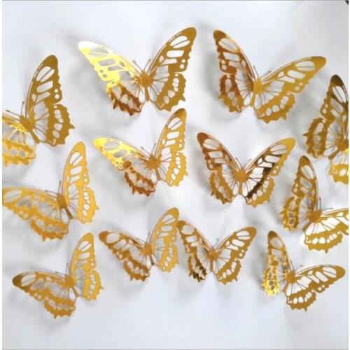 3d wallpapaer Metal texture hollow butterfly wall stickers living room bedroom three-dimensional butterfly home butterfly