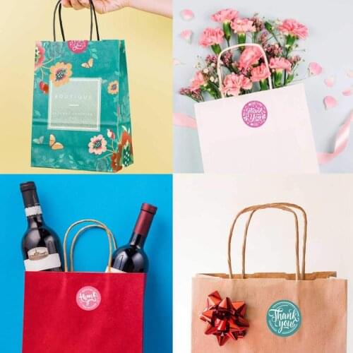 500x 2.5cm “Thank You” Sealing Stickers，Round Floral Paper Seals Labels/DIY/Baby/bridal Showers/Wedding,/graduation