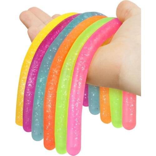 6Pcs Soft Rubber Sausage Noodle Elastic Rope Toy Stretch String Decompression Toy Stretchy Relief Stress Vent Toy Children Adult
