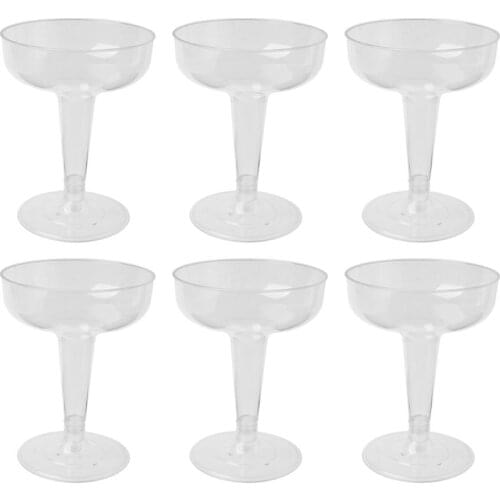 6PCS 180ml Party Wedding Supply Disposable Goblet Hard Plastic Champagne Glass Red Wine Cup Ice Cream Wide Cup Tasting Glass