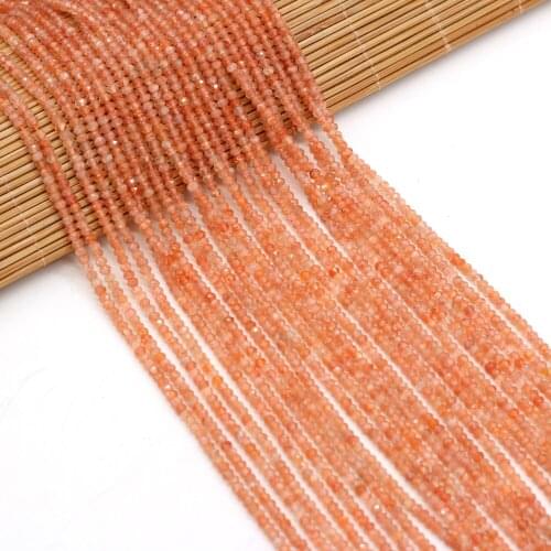 Natural Faceted Golden Dot Sun Stone String Beads for Jewelry Making Bracelet Necklace Accessories Women Gift Size 2x3mm