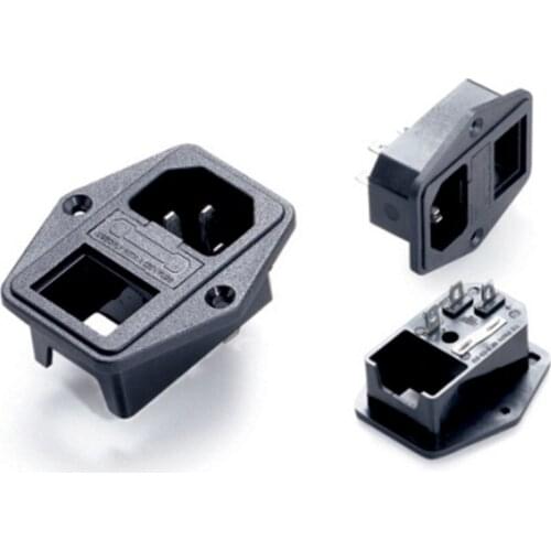Black 10A 250V fused ON-OFF switch IEC-C14 output socket universal electrical AC power socket with ear screw hole fixed