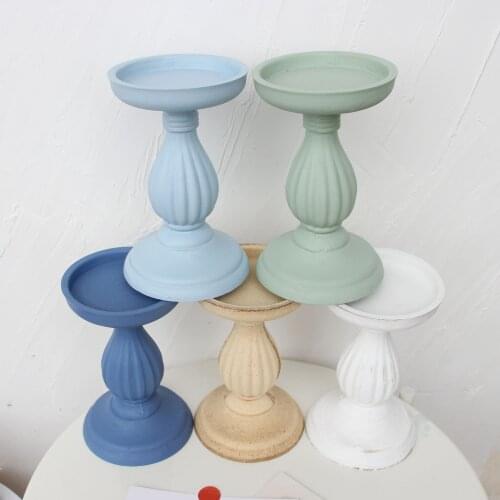 Colorful Wooden Creative Candlestick Succulent Plant Pot Tray Candleholder Table Desktop Decoration Rustic Wedding Holiday Decor