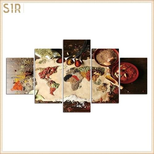 Food Restaurant Hotel Decoration Wall Art HD Five Poster Printing Oil Painting Home Mural Delicious Poster For Dining Room Decor