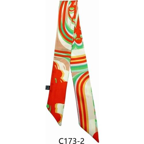 Factory 2021 Design Belt Striped Skinny Scarf Women Luxury Brand Bag Scarves Neck Silk Scarf For Ladies Foulard Hair Headband