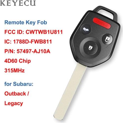 Keyecu Remote Control Car Key Fob 4 Buttons 315MHz with 4D60 Chip for Subaru Legacy Outback 2011 2012 2013 2014 CWTWB1U811