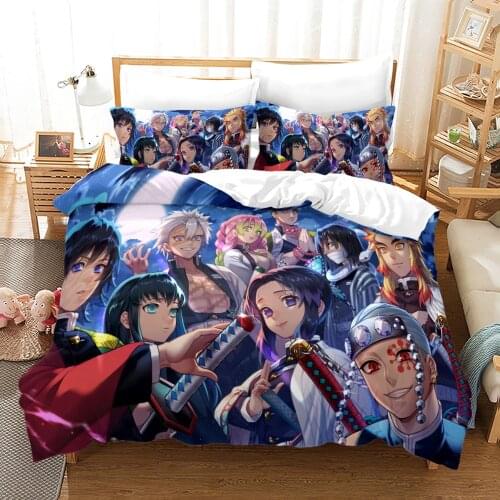Demon Slayer Bedding Set Single Twin Full Queen King Size Demon Slayer Bed Set Children Kid Bedroom Duvetcover Sets 3D Print 038