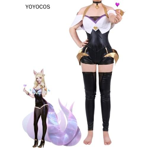 YOYOCOS LOL KDA Ahri Cosplay Costume Halloween Costume Game Cosplay Outfit KDA Group Women Girls Dress Quality Women Catsuit Set