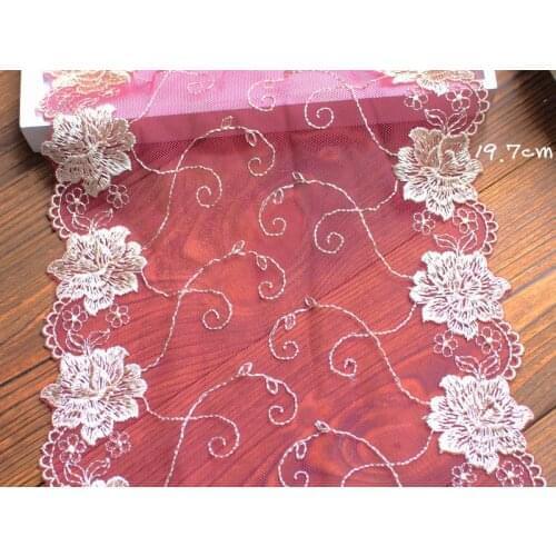 3Yards 19.7cm Beautiful Fashion Lace Trim Trimming Sewing DIY Craft Embroidered Wide Lace Fabric For Clothes Accessories
