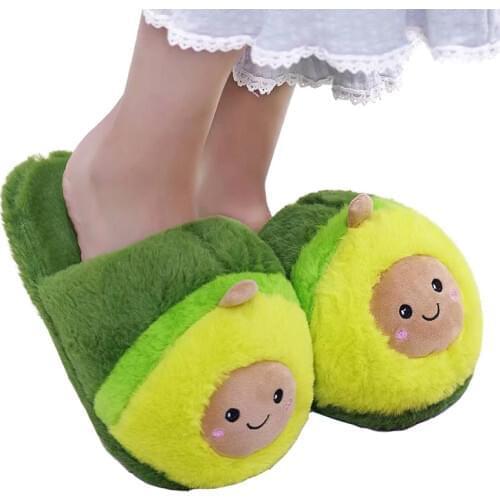 Millffy cute Women Flip Flop Avocado Slippers Shape Home Floor Soft Stripe Slippers Female Shoes Girls Winter Spring Warm shoes