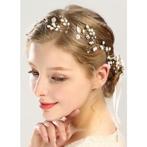 Fashion Pop Bridal Golden Vine Rhinestone Leaf Wedding Headdress Bridal Jewelry Head Accessories for Women Coronas De Reina