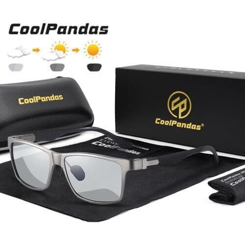 Top Chameleon Glasses Carbon fiber Square Photochromic Polarized Sunglasses Men Driving Goggles Sun glasses zonnebril heren