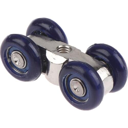 New 1Set Blue Light Sliding Door Roller Home Room Wood Door Hanging Wheels Bear 30KG Zinc Alloy +Door Rollers Furniture Hardware