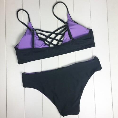 2020 new fashion sexy, cross-bandage Bikini, black split swimsuit foreign trade swimsuit two piece bathing suit swimwear