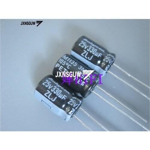 20PCS NEW RUBYCON ZLJ 25V330UF 8X11.5MM Aluminum electrolytic capacitors 330uF/25v 105 degrees 330UF 25V