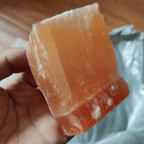 Natural raw yellow gypsum stone selenite healing crystal specimen
