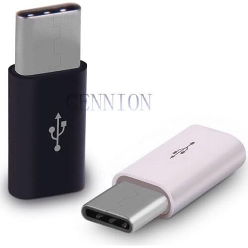 V8 micro usb female port to type-C male port adapter converter white black connector for HuaWei Xiao Mi cell phone cable 1000pcs