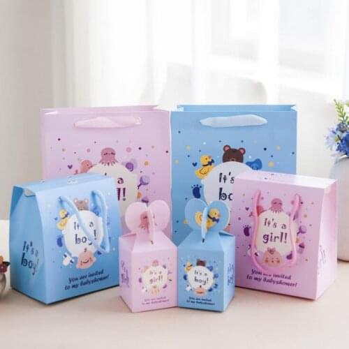 Cartoon Baby Birth Gift Bag Full Moon Banquet Supplies Paper Boxes Children Birthday Party Favors And Gifts Packaging Candy Box