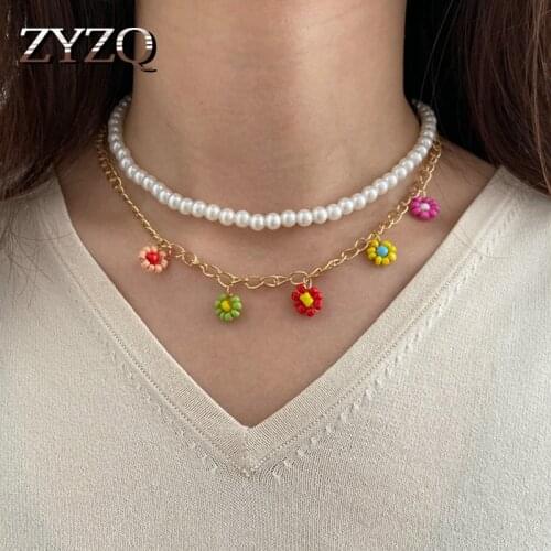 ZYZQ Simple Beaded Choker Women Necklace Fashion Beads Stand Necklace of Women Girl for Party Beach Travel Trendy Jewelry