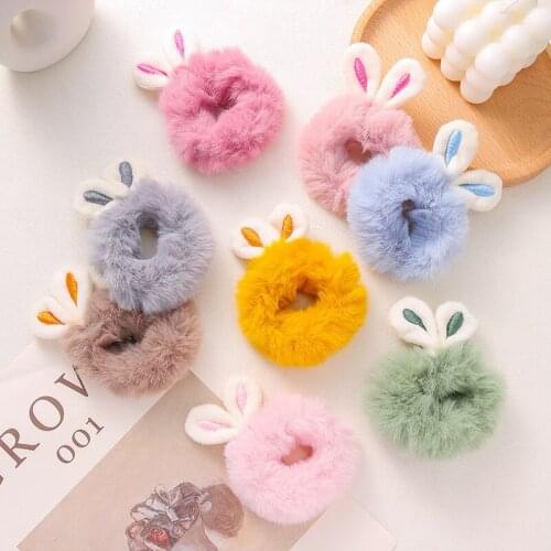 Rabbit Fur Soft Faux Rabbit Elastic Hair Bands Women Girls Cute Scrunchie Ponytail Holder Rubber Band Fashion Hair Accessories