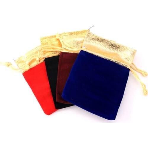 Luxury Soft Jewelry Necklace Packaging Bag 10pcs/lot 9x12cm 4 color Velvet Drawable Gift Candy Storage Pouches for Wedding Party