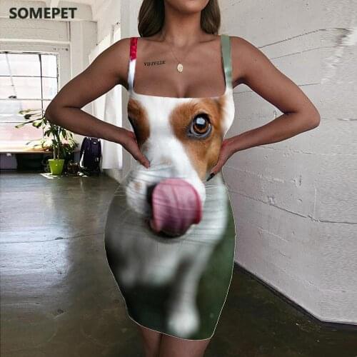SOMEPET Christmas Dresses Women Dog Sundress Animal Ladies Dresses Harajuku Vestido Sexy Womens Clothing Mini Evening Beach