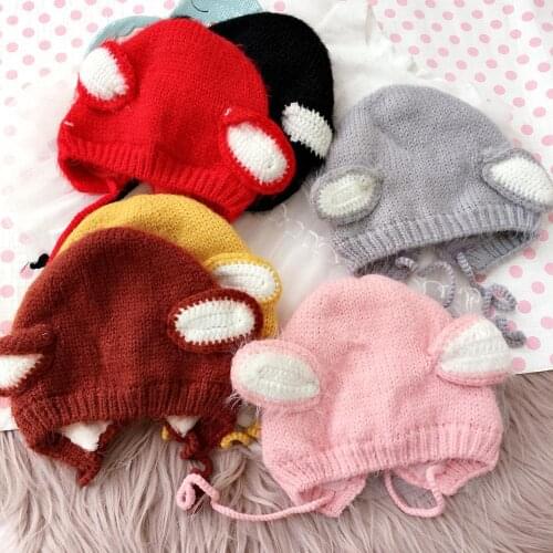 Kids Children Child Baby Skullies Beanies Boy Girl Hat Cap Winter Solid Cartoon Cat Ear Warm Thick Elastic Fashion Accessories