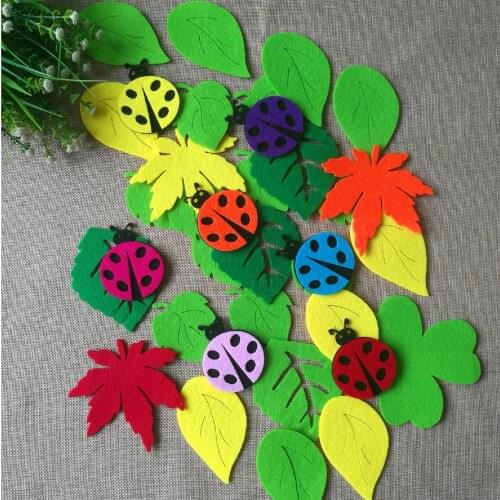 School Wall Decoration Leaves Handmade Leaf Felt Pad Non Woven Green Tree Patch Kindergarten Kids Party DIY Crafts Accessories