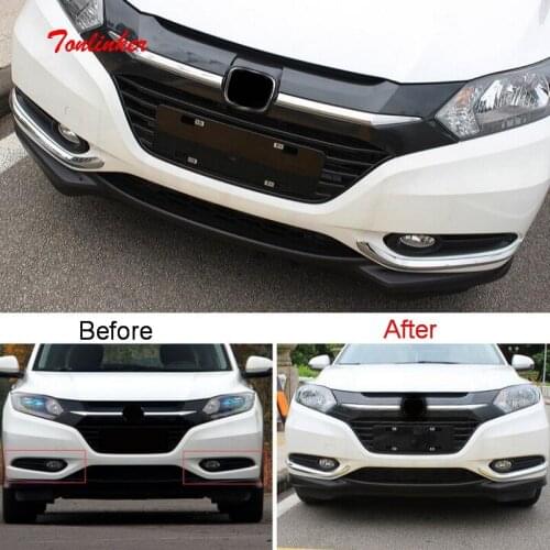 Tonlinker Exterior Front FogLight Cover case Stickers for HONDA VEZEL HRV 2014-19 Car Styling 2 PCS ABS Chrome Cover stickers