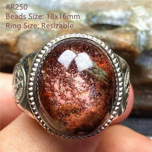 Top Natural Ghost Phantom Quartz Ring Jewelry For Man Ring Crystal Wealth Gife Luck Beads Silver Garden Adjustable Ring AAAAA