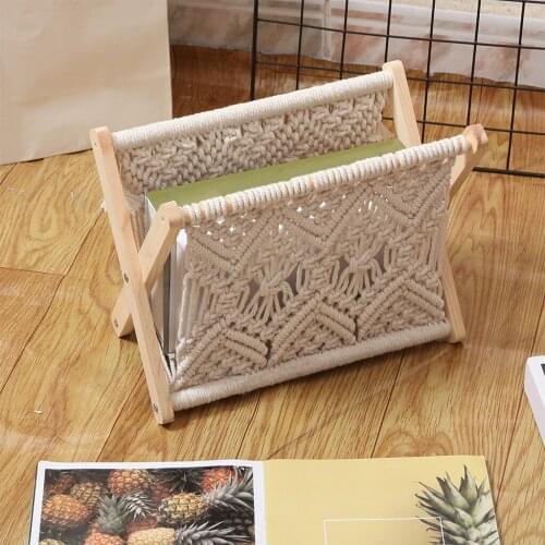Bohemian Handmade Magazine Rack Holder Basket Boho DIY Cotton Rope Living Room Office Nursery Home Decor