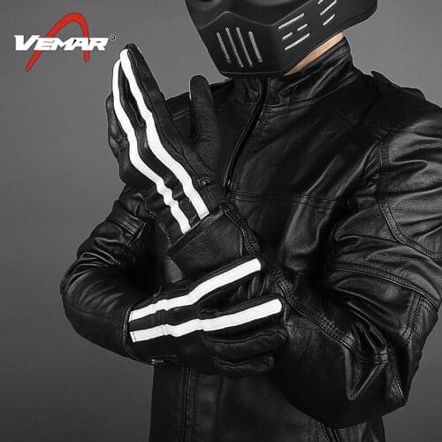 Four seasons breathable touch screen motorcycle riding leather gloves Racing anti-fall gloves bicycle full finger gloves
