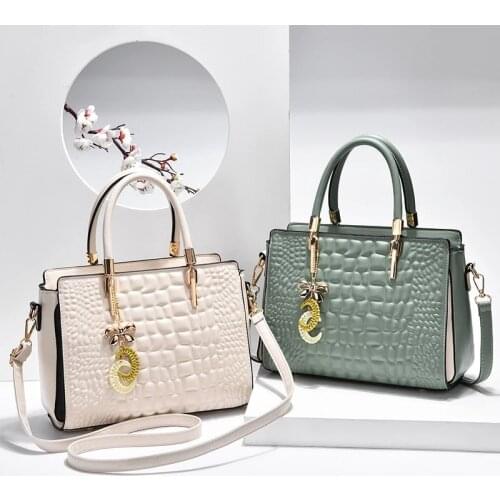Designer Alligator Top-Handle Bag Large Capacity Leather Handbags Stone Pattern Crossbody Shoulder Bags For Women bolsa feminina
