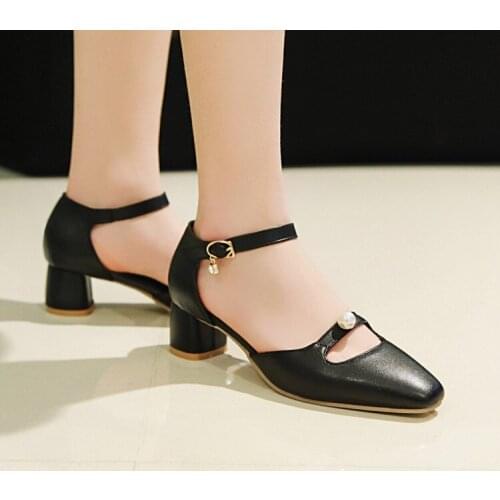 Big Size 11 12 13 14 15 16 17 ladies high heels women shoes woman pumps Squarehead Shallow mouth Thick with Single shoes